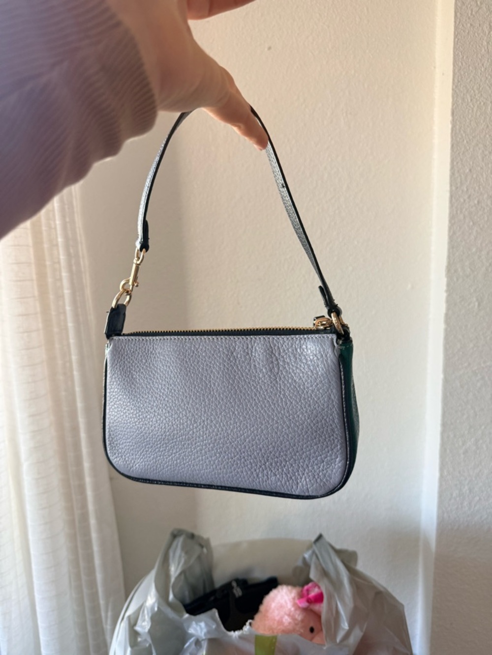 Coach Lavender Leather Mini Wristlet with Black Strap - Picture 3 of 3